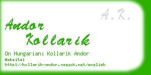 andor kollarik business card